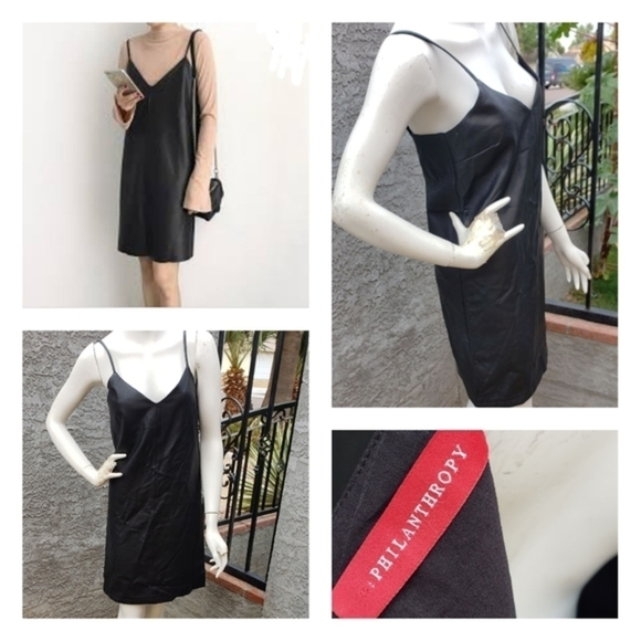 ❤SEXY n:philanthropy   Vegan‎ Leather LITTLE SLIP DRESS - Picture 2 of 9